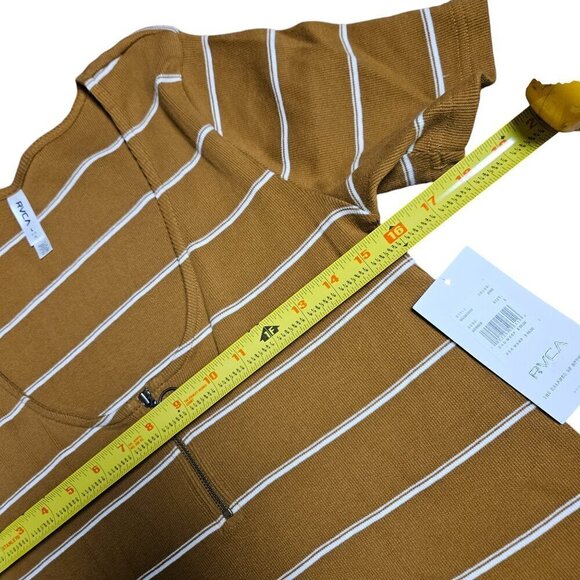 RVCA Donner Striped Ribbed Knit Dress Scoop Neck Zip Womens L‎ Cotton Blend NWT - Picture 9 of 11